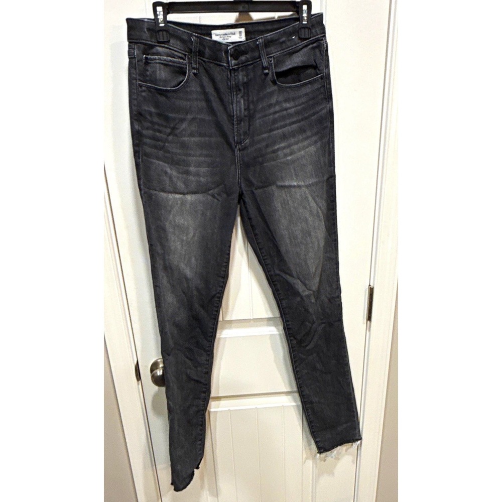 Abercrombie & Fitch Women's High Rise Slim Skinny jeans Gray Dark Wash Denim 30